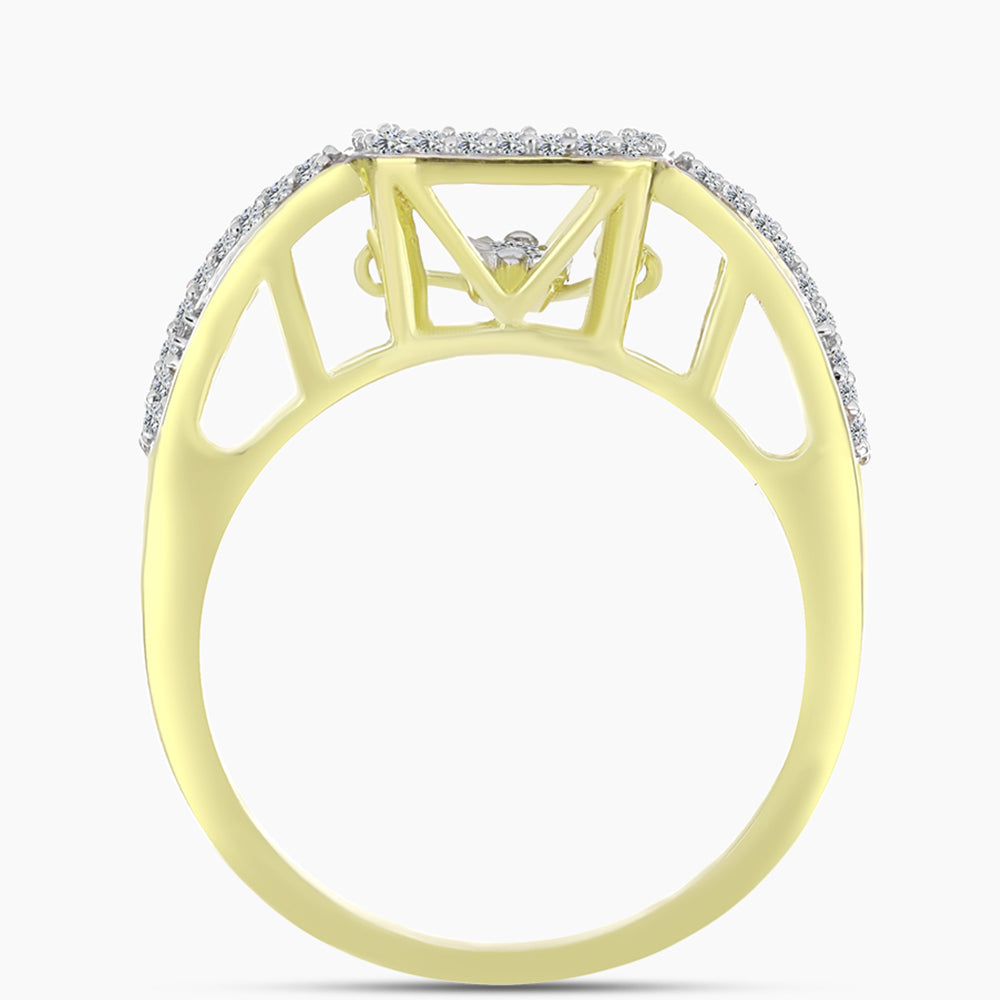 Anillo de Plata Bañada en Oro con Diamante blanco y Topacio Blanco
