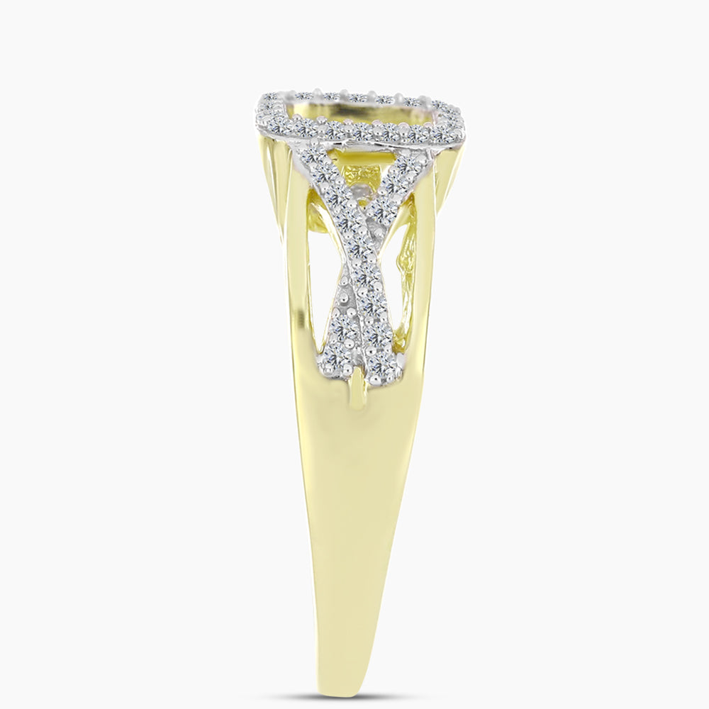 Anillo de Plata Bañada en Oro con Diamante blanco y Topacio Blanco 4 