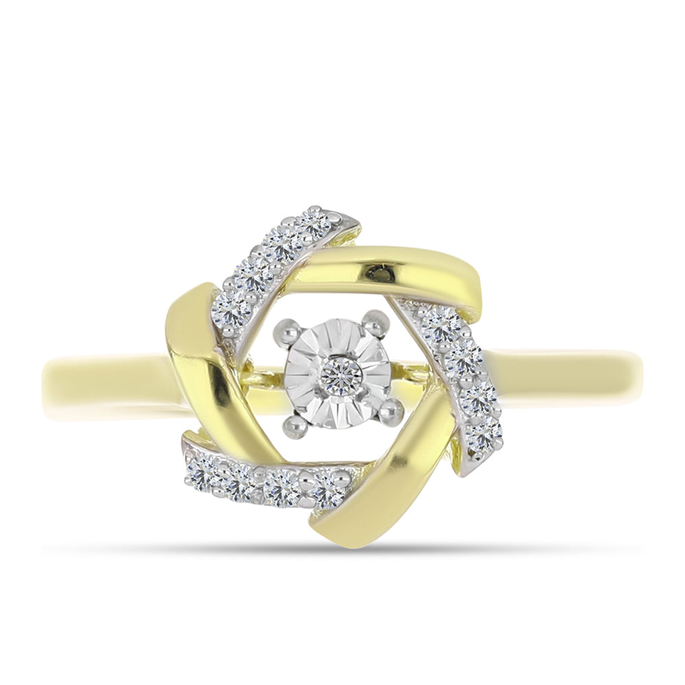 Anillo de Plata Bañada en Oro con Diamante blanco y Topacio Blanco