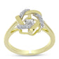 Anillo de Plata Bañada en Oro con Diamante blanco y Topacio Blanco