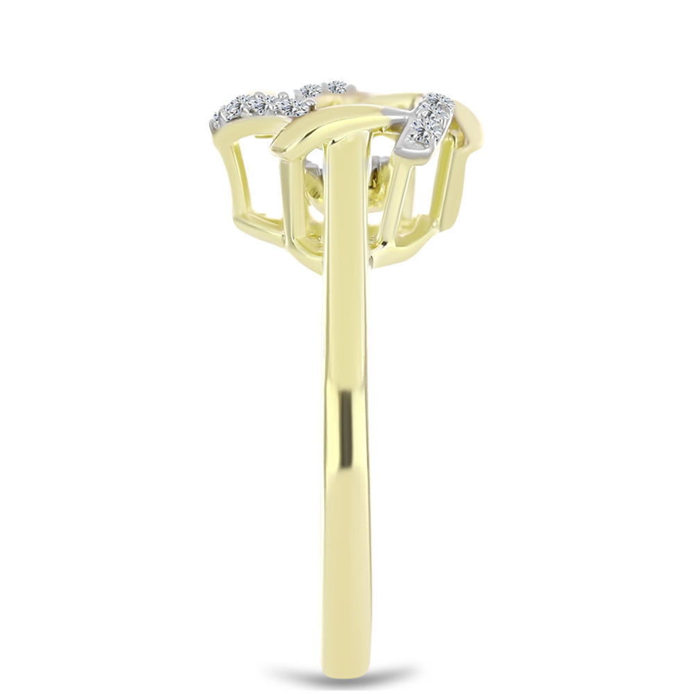 Anillo de Plata Bañada en Oro con Diamante blanco y Topacio Blanco