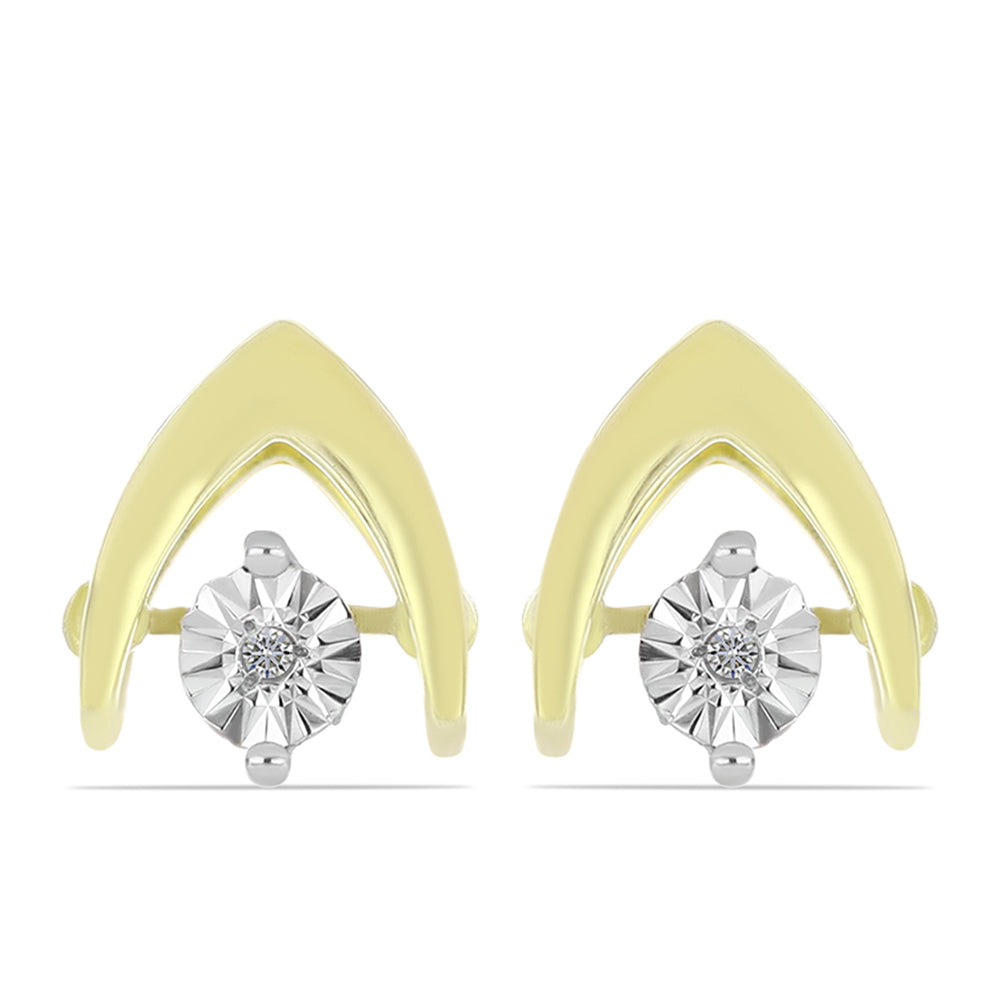 Pendientes de Plata Bañada en Oro con Diamante blanco 1 