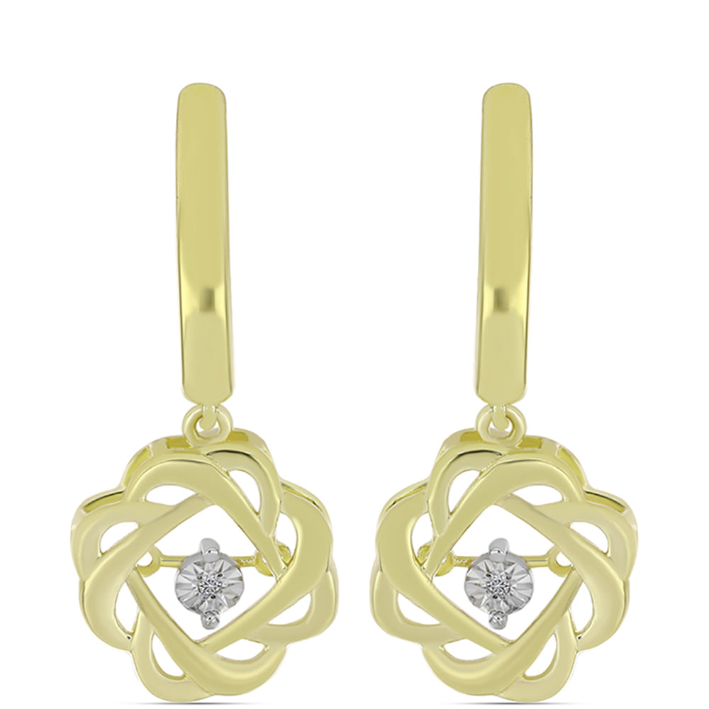 Pendientes de Plata Bañada en Oro con Diamante blanco