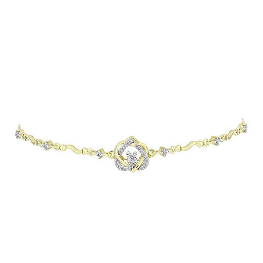 Pulsera de Plata Bañada en Oro con Diamante blanco y Topacio Blanco