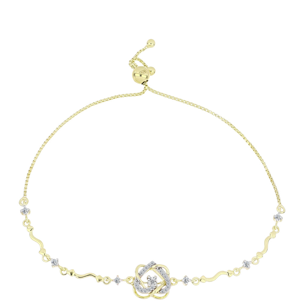 Pulsera de Plata Bañada en Oro con Diamante blanco y Topacio Blanco 4 