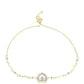 Pulsera de Plata Bañada en Oro con Diamante blanco y Topacio Blanco
