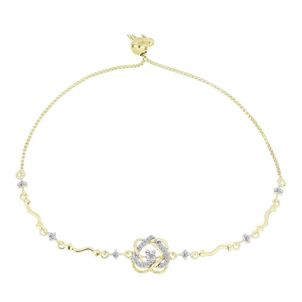 Pulsera de Plata Bañada en Oro con Diamante blanco y Topacio Blanco 1 