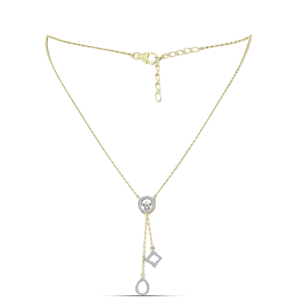 Collar de Plata Bañada en Oro con Diamante blanco y Topacio Blanco