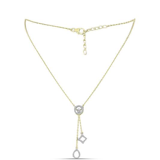 Collar de Plata Bañada en Oro con Diamante blanco y Topacio Blanco