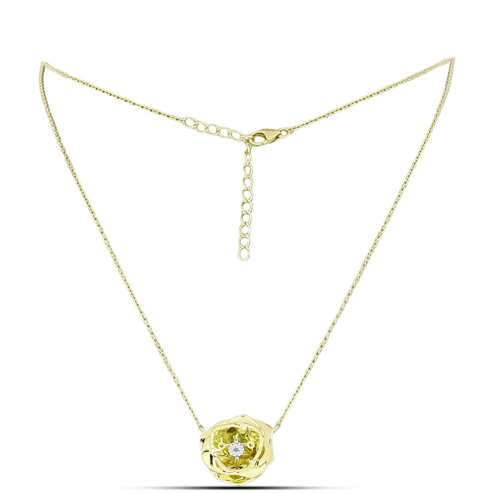 Collar de Plata Bañada en Oro con Diamante blanco 2 