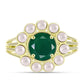 Anillo de Plata Bañada en Oro con Ágata Verde y Perla de Agua Dulce