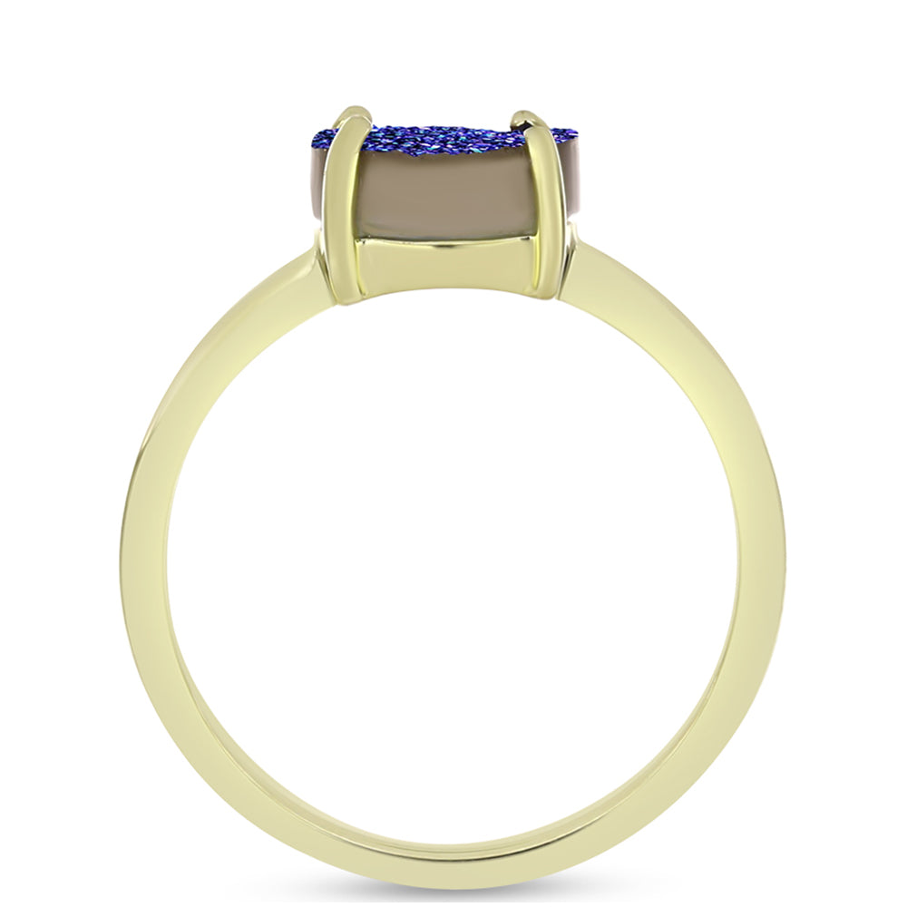 Anillo de Plata Bañada en Oro con Drusa Purpura