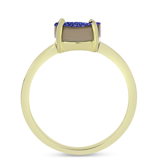 Anillo de Plata Bañada en Oro con Drusa Purpura
