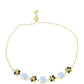 Pulsera de Plata Bañada en Oro con Piedra Lunar Arco Iris y Amatista de Marruecos