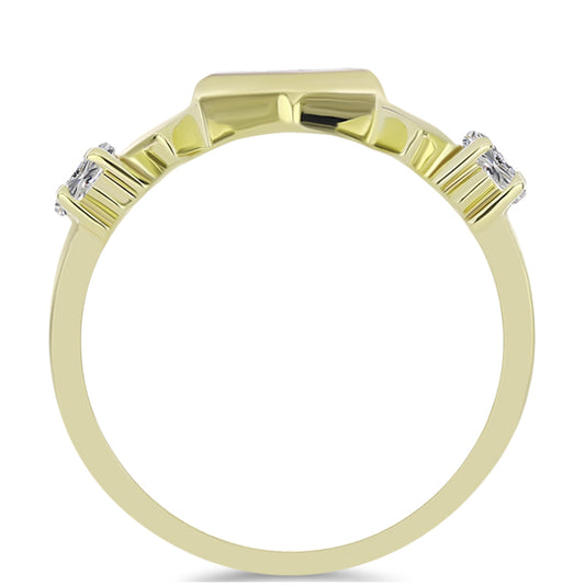 Anillo de Plata Bañada en Oro con Diamante blanco y Topacio Blanco
