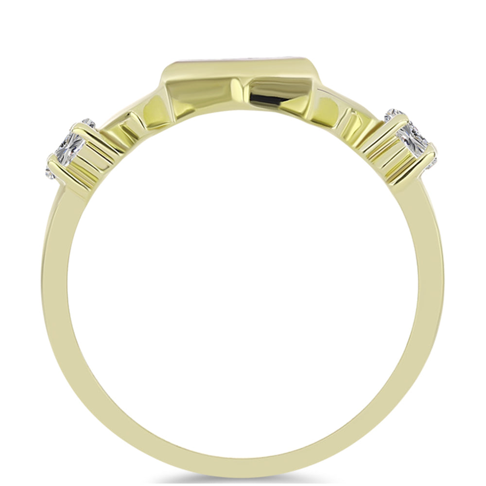 Anillo de Plata Bañada en Oro con Diamante blanco y Topacio Blanco