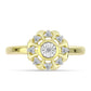 Anillo de Plata Bañada en Oro con Diamante blanco y Topacio Blanco