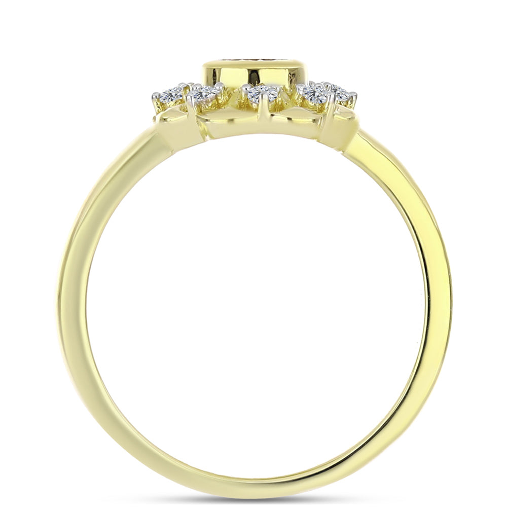 Anillo de Plata Bañada en Oro con Diamante blanco y Topacio Blanco 2 