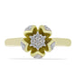 Anillo de Plata Bañada en Oro con Diamante blanco y Topacio Blanco