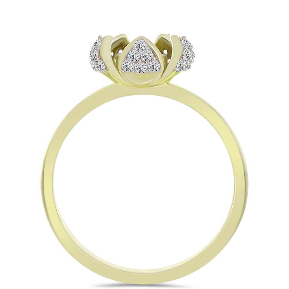 Anillo de Plata Bañada en Oro con Diamante blanco y Topacio Blanco 10 