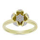 Anillo de Plata Bañada en Oro con Diamante blanco y Topacio Blanco