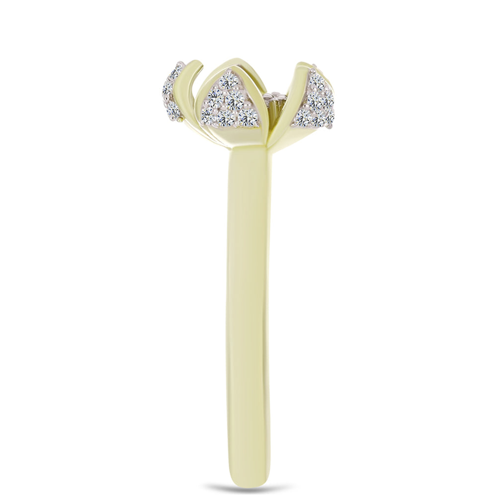 Anillo de Plata Bañada en Oro con Diamante blanco y Topacio Blanco