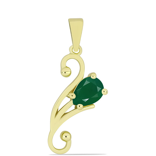 Colgante de Plata Bañada en Oro con Ágata Verde