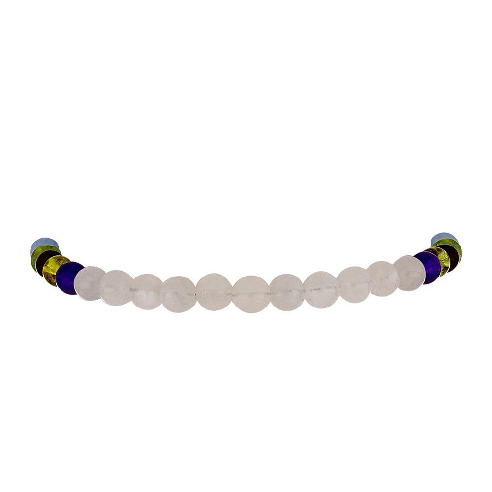 Pulsera de Plata Bañada en Oro con Piedra Lunar Arco Iris y Amatista de Marruecos 2 