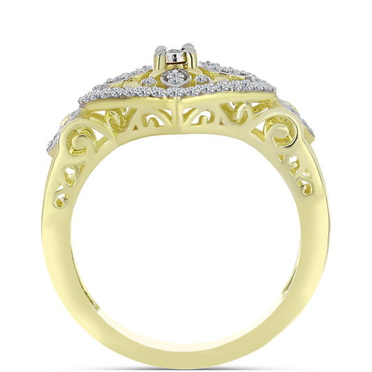Anillo de Plata Bañada en Oro con Diamante blanco y Topacio Blanco