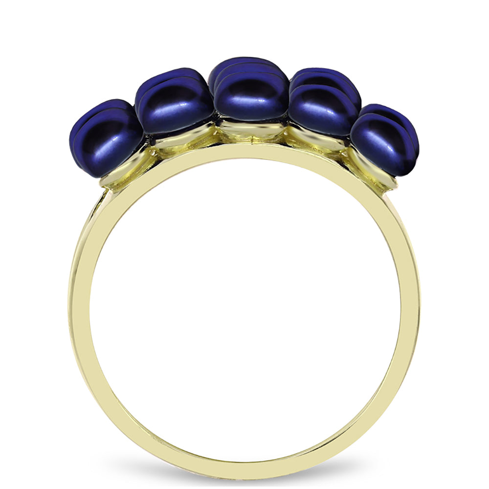 Anillo de Plata Bañada en Oro con Perla Negra de Agua dulce 2 