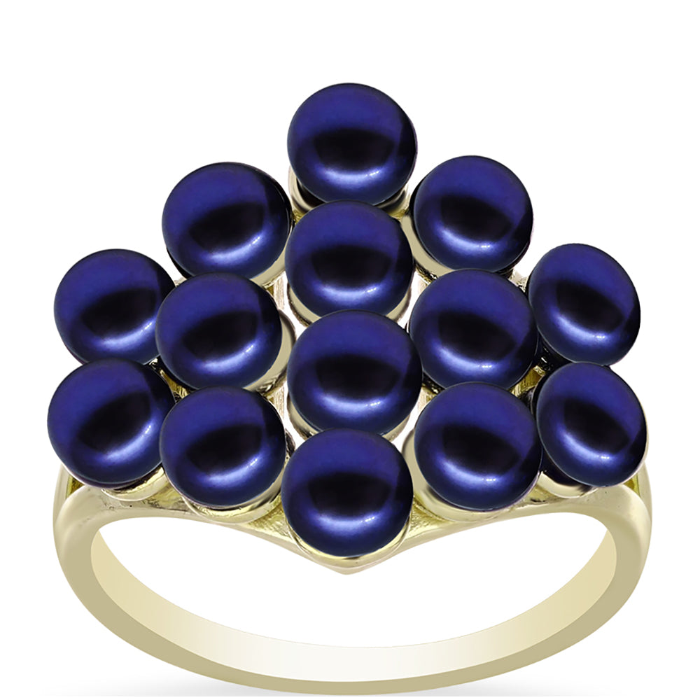 Anillo de Plata Bañada en Oro con Perla Negra de Agua dulce