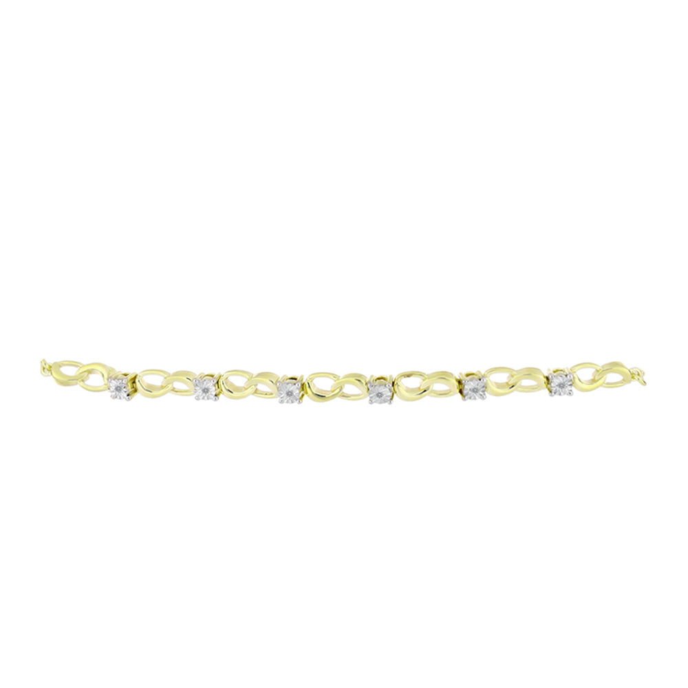 Pulsera de Plata Bañada en Oro con Diamante blanco 2 