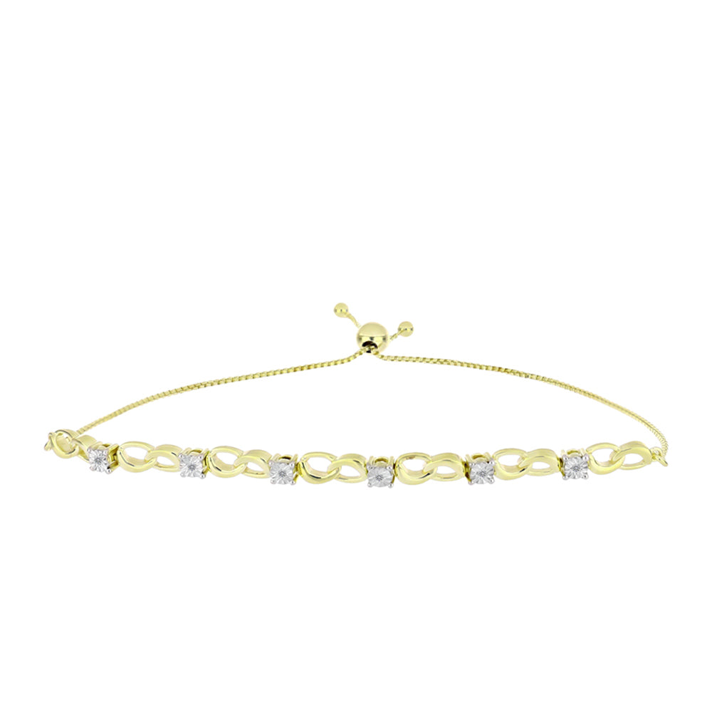 Pulsera de Plata Bañada en Oro con Diamante blanco 4 