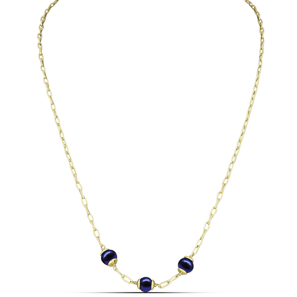 Collar de Plata Bañada en Oro con Perla Negra de Agua dulce 1 