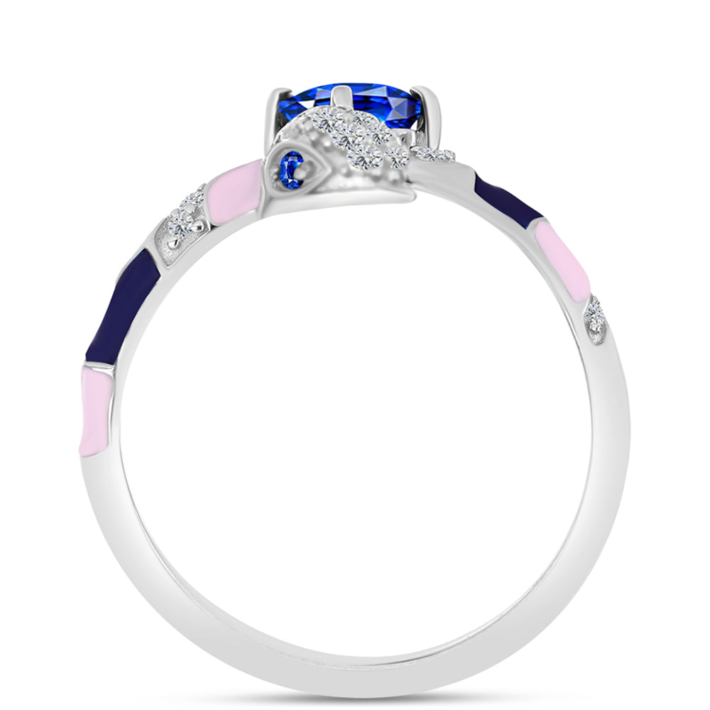 Anillo de Plata con Zafiro Azul Australiano y Topacio Blanco