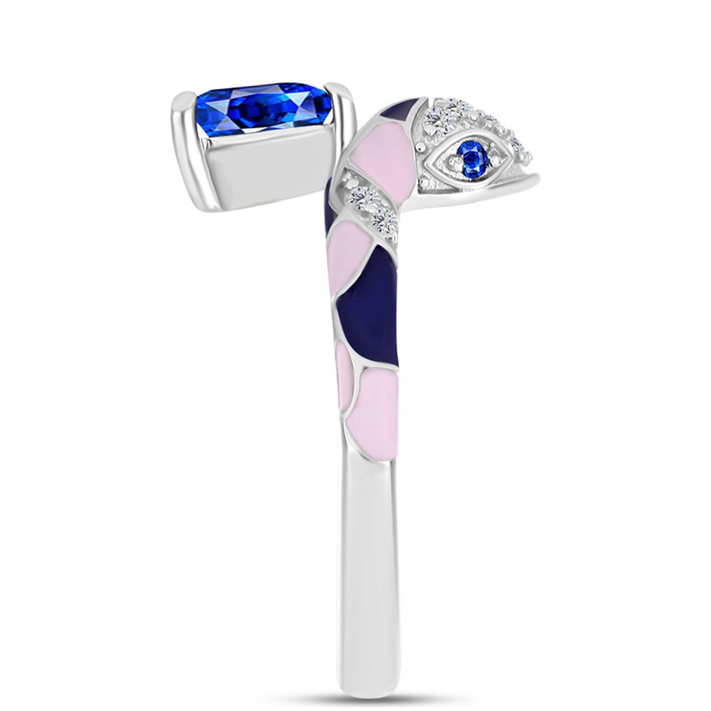 Anillo de Plata con Zafiro Azul Australiano y Topacio Blanco 4 