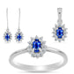 Conjunto de Plata con Zafiro Azul Australiano y Topacio Blanco ( Pendientes +Anillo +Colgante )
