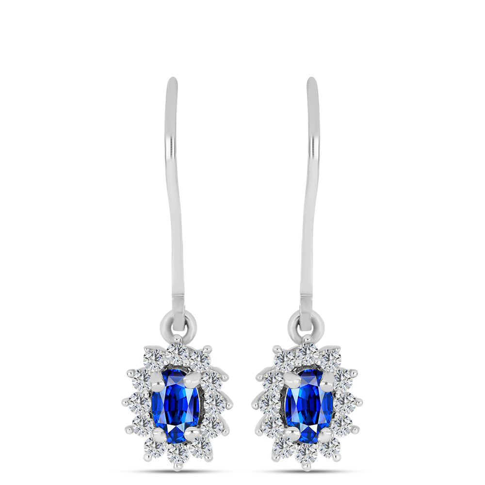 Conjunto de Plata con Zafiro Azul Australiano y Topacio Blanco ( Pendientes +Anillo +Colgante ) 7 