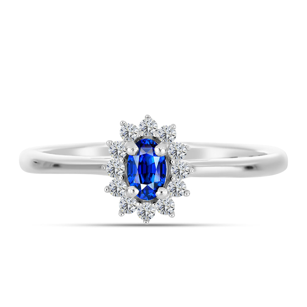 Conjunto de Plata con Zafiro Azul Australiano y Topacio Blanco ( Pendientes +Anillo +Colgante ) 14 