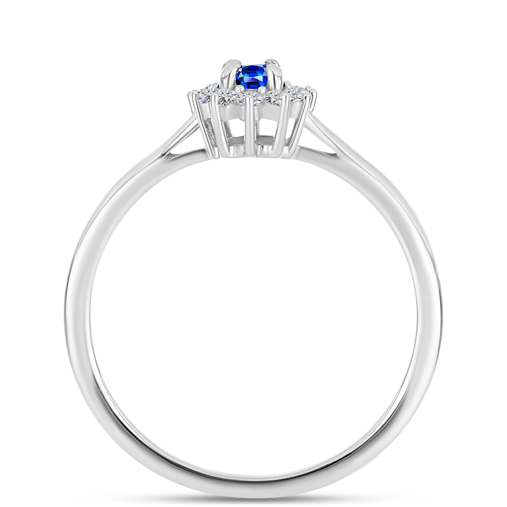 Conjunto de Plata con Zafiro Azul Australiano y Topacio Blanco ( Pendientes +Anillo +Colgante )