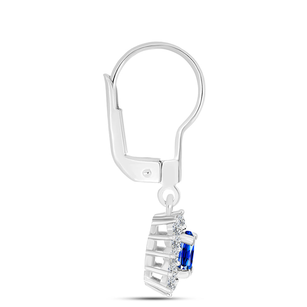 Conjunto de Plata con Zafiro Azul Australiano y Topacio Blanco ( Pendientes +Anillo +Colgante ) 10 