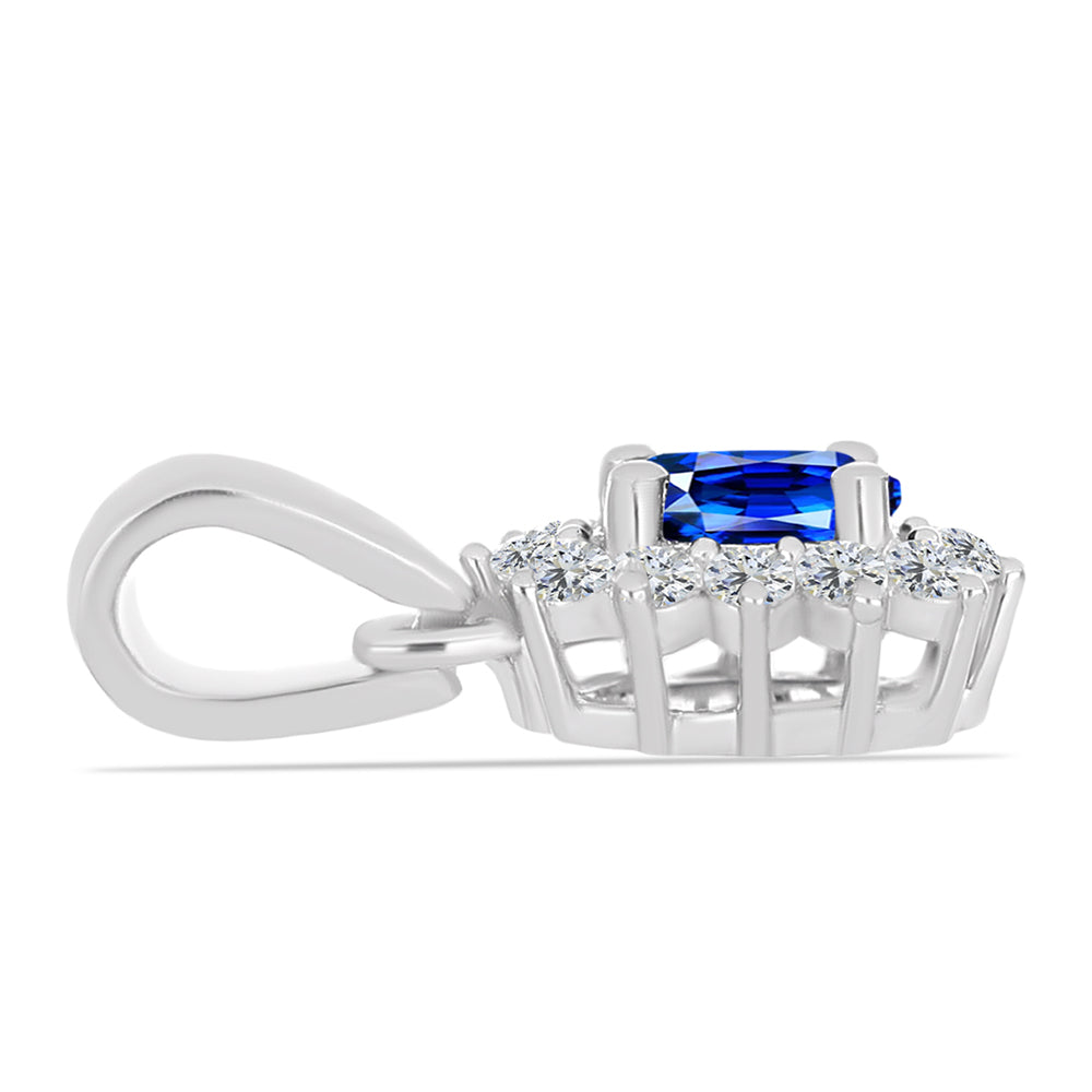 Conjunto de Plata con Zafiro Azul Australiano y Topacio Blanco ( Pendientes +Anillo +Colgante ) 17 