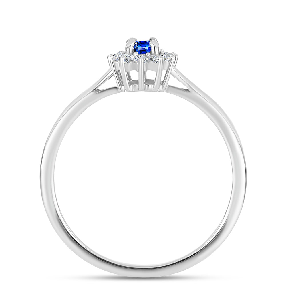 Conjunto de Plata con Zafiro Azul Australiano y Topacio Blanco ( Pendientes +Anillo +Colgante )