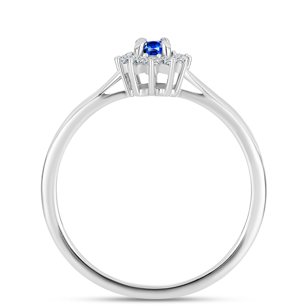 Conjunto de Plata con Zafiro Azul Australiano y Topacio Blanco ( Pendientes +Anillo +Colgante )