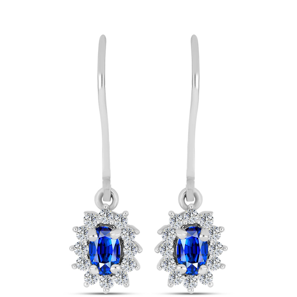 Conjunto de Plata con Zafiro Azul Australiano y Topacio Blanco ( Pendientes +Anillo +Colgante )