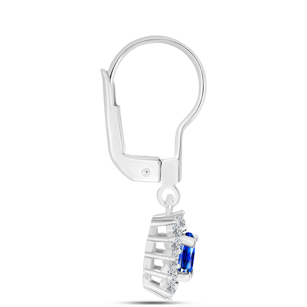 Conjunto de Plata con Zafiro Azul Australiano y Topacio Blanco ( Pendientes +Anillo +Colgante ) 21 