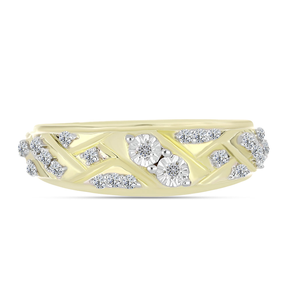 Anillo de Plata Bañada en Oro con Diamante blanco y Topacio Blanco 1 