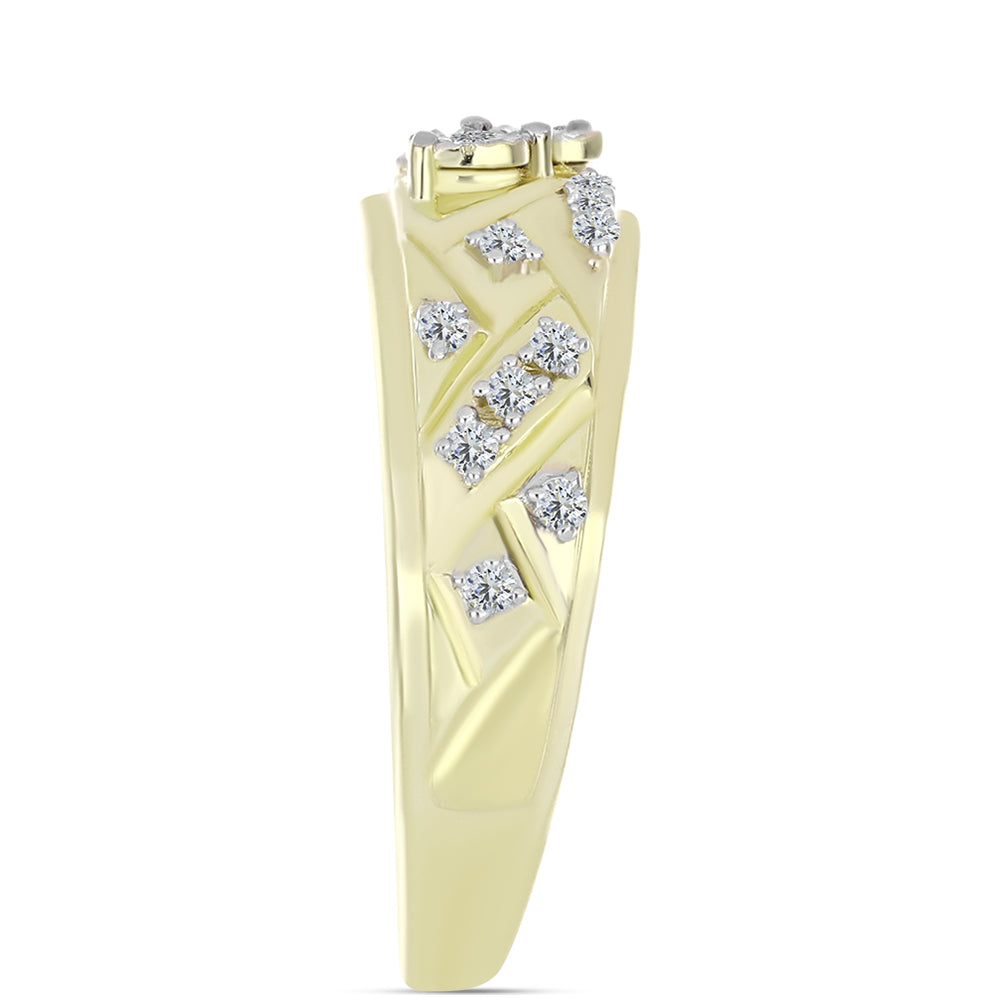 Anillo de Plata Bañada en Oro con Diamante blanco y Topacio Blanco 4 