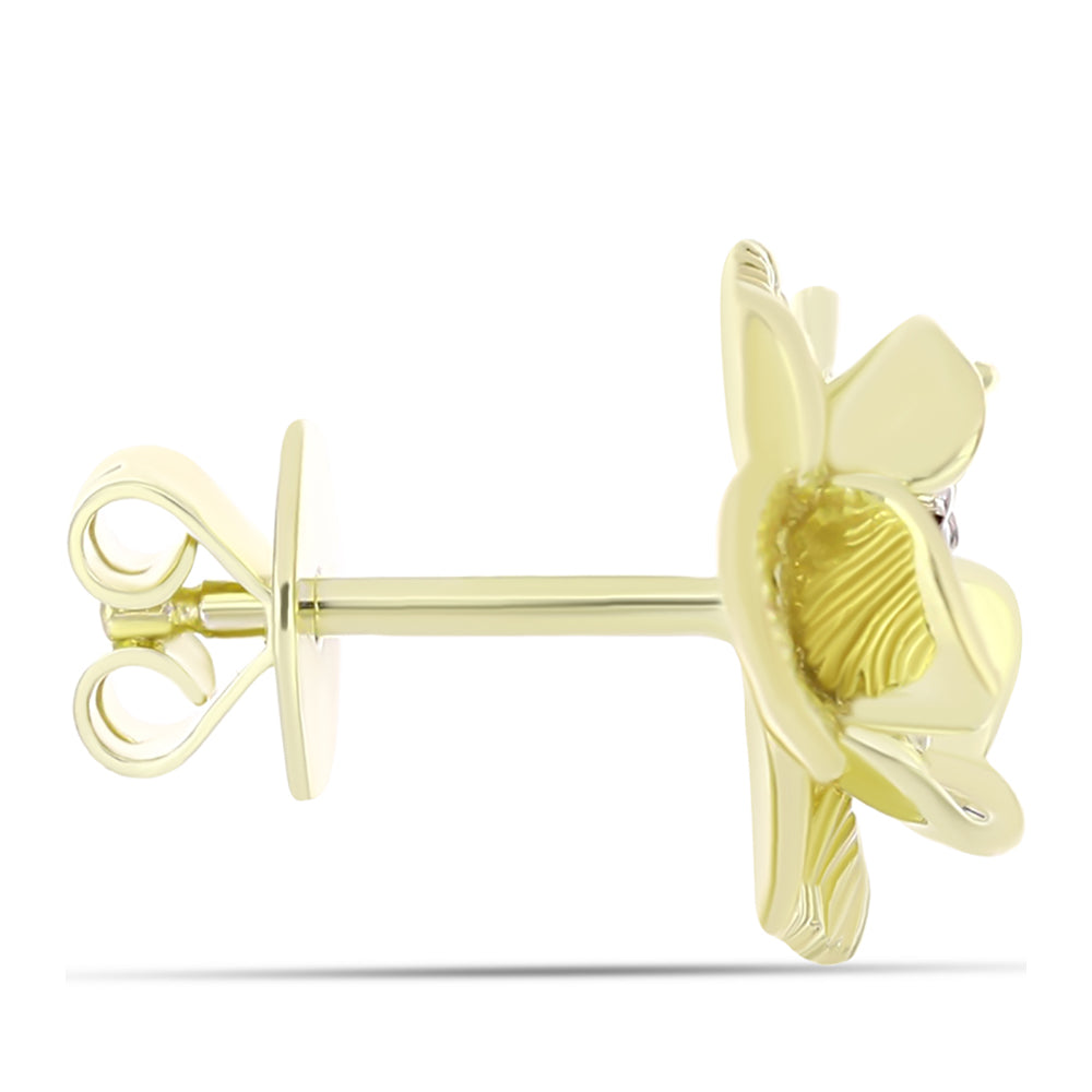 Pendientes de Plata Bañada en Oro con Diamante blanco 2 