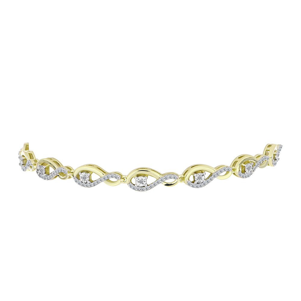 Pulsera de Plata Bañada en Oro con Diamante blanco y Topacio Blanco 3 